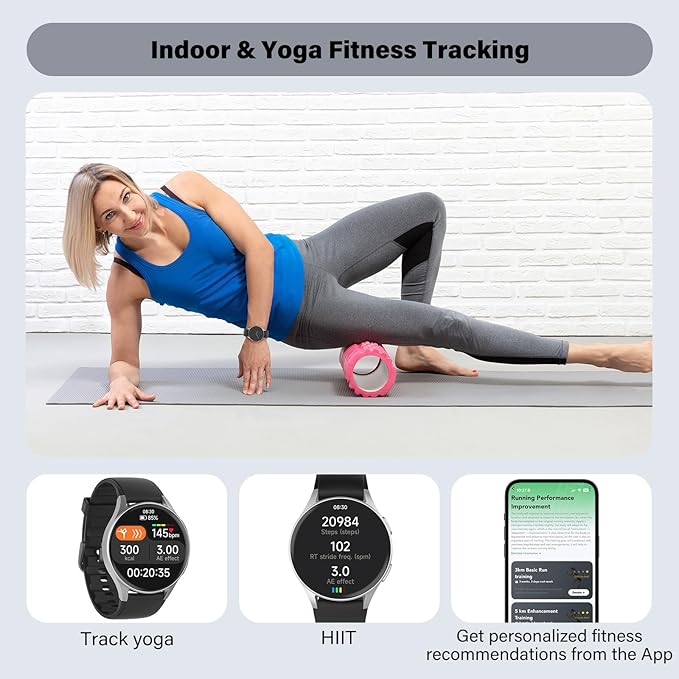 Smart Watch for Women Men, Built-in Alexa, GPS, HRV, VO2 Max, Blood Oxygen, Sleep & Stress Monitor, Compass, Altimeter, 1.32" AMOLED, Fitness & Women’s Health, iPhone Compatible