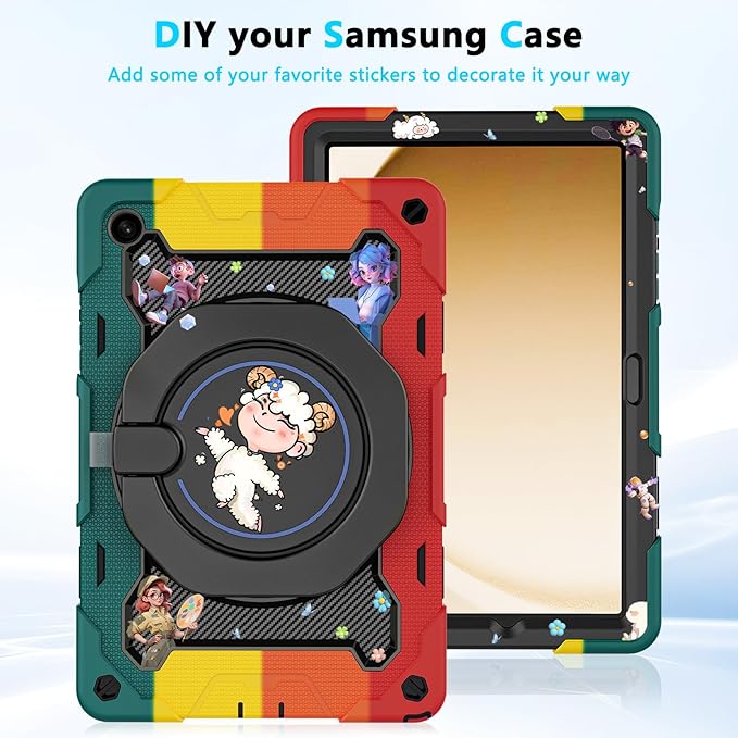 ROISKIN Case for Galaxy Tab A9 Plus 5G/ A9+ 11 Inch with HD Screen Protector & Shoulder Strap,Heavy Duty Military Case for Samsung Galaxy A9 Plus SM-X210/X216/X218 - Rotating Stand for Kids