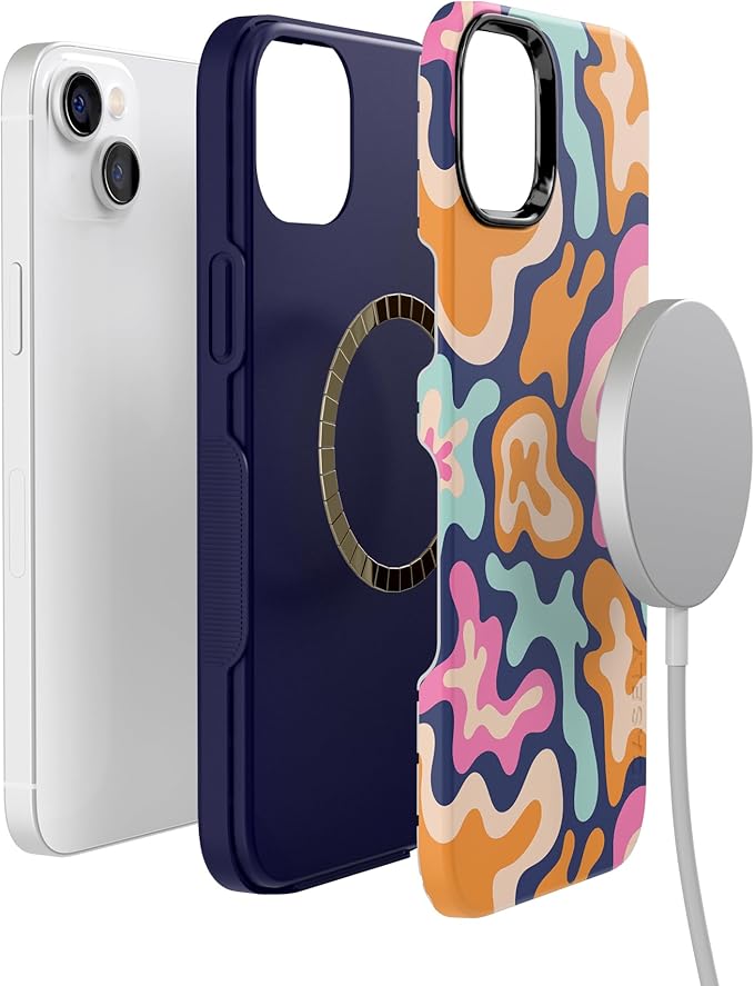 Casely iPhone 14 Case | Midnight Color Splash | Abstract Retro | Compatible with MagSafe | Bold Protective Design