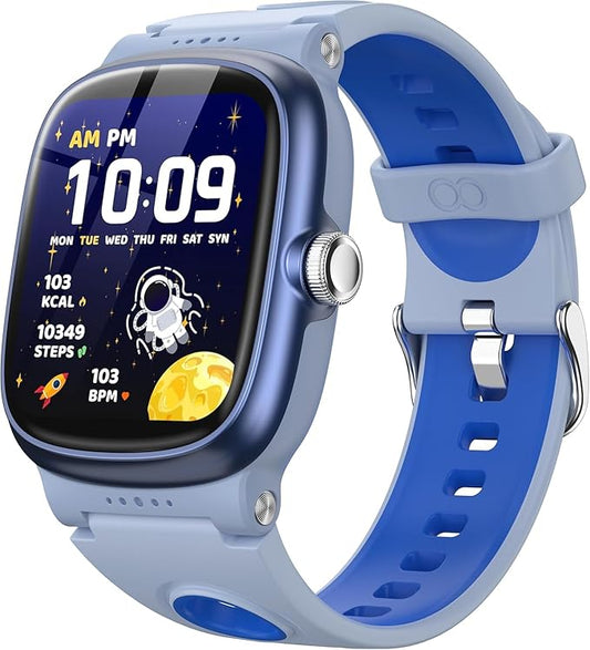 Smart Watch for Boys Girls with Sleep | Health | Activity Tracker, Games, Alarm, IP68 Waterproof Kids Fitness Watch with Pedometer, Family Account, Toys Gifts for Kids Aged 4-16 (Light/Dark Blue)