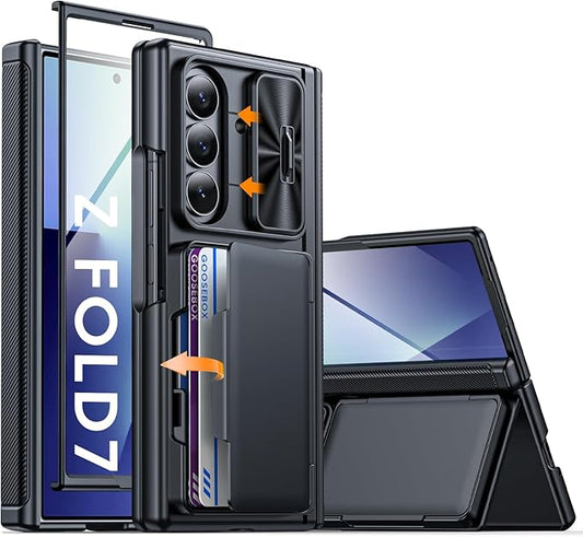 for Samsung Galaxy Z Fold 7 Case Wallet RFID [Cards Holder][Camera Cover][Kickstand] Full Body Shockproof Silicone Protective Phone Case for Galaxy Z Fold 7 Case(Black)
