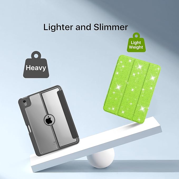 MoKo for iPad (A16) 11th Generation Case 11 Inch 2025, iPad 10th Gen Case 10.9 Inch 2022 with Pencil Holder, Slim Light Trifold Protective Cover with Hard PC Translucent Back Shell, Glitter Grape