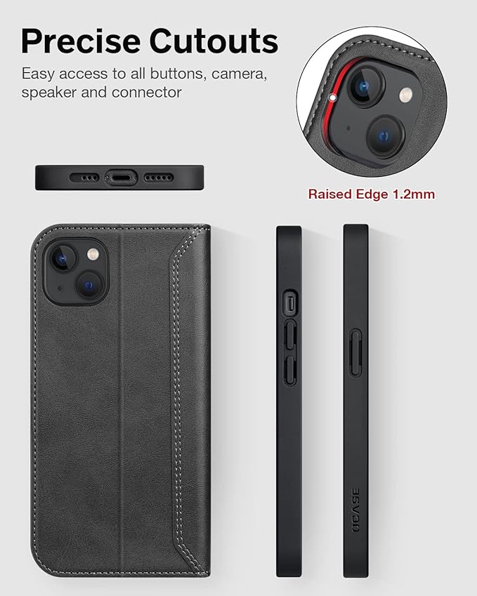 OCASE Retro Series Compatible with iPhone 14 Wallet Case with Card Holders [RFID Blocking][TPU Inner Shell ][Kickstand] PU Leather Flip Folio Shockproof Phone Cover 6.1 inch(Black)