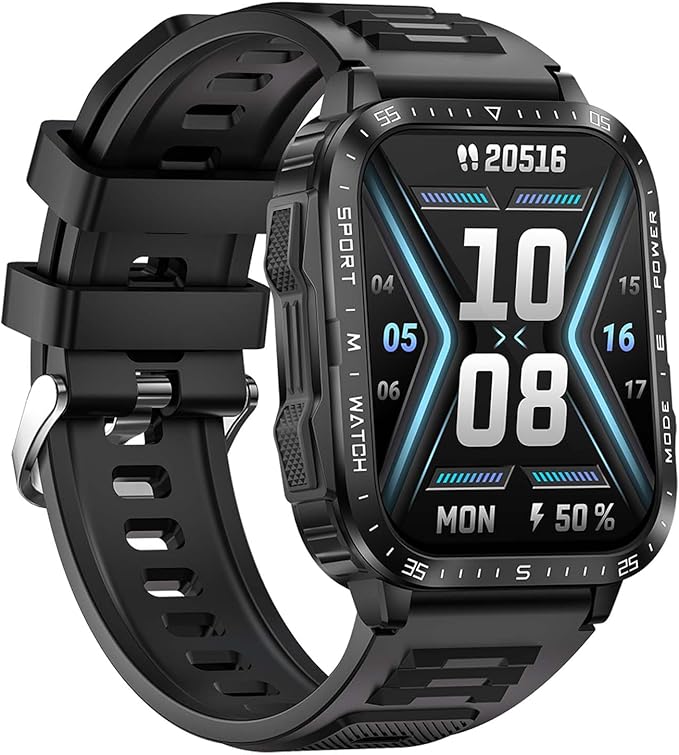 Military Smart Watch for Men with LED Flashlight Watch 2.0'' Big Screen Tactical Smartwatch 430mAh Big Battery Fitness Tracker with Heart Rate Sleep Monitor for iPhone Android