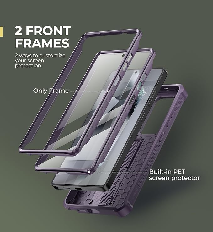 Dexnor for Samsung Galaxy S25 Ultra Case with Built-in Slide Camera Cover &Screen Protector&Kickstand,Heavy-Duty Shockproof Rugged Case Full-Body Bumper Cover for Galaxy S25 Ultra(2025),Phantom Purple