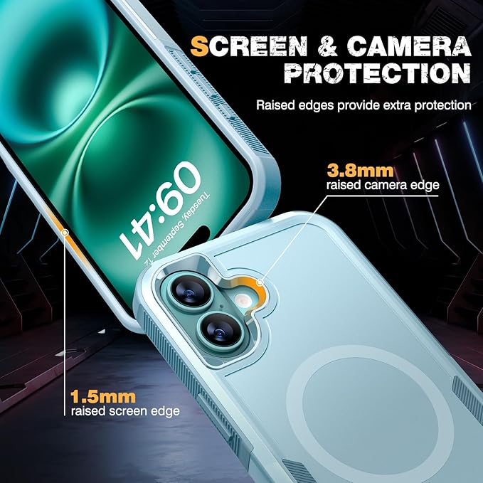 Diaclara Magnetic for iPhone 16 Plus Case, [with Privacy Screen Protector] [Anti Spy] [Military Grade Drop Protection] Heavy Duty Full-Body Shockproof Phone Case, Magnetic Green