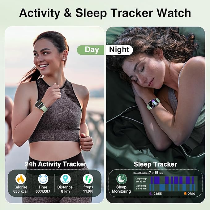 Smart Watches for Women Men, 2025 Smartwatch 1.8'' Alexa Fitness Tracker Smart Watch Compatible for Android iPhone with Bluetooth Call (Answer/Make), IP68 Waterproof Heart Rate/Sleep/SpO2 Monitor 110+