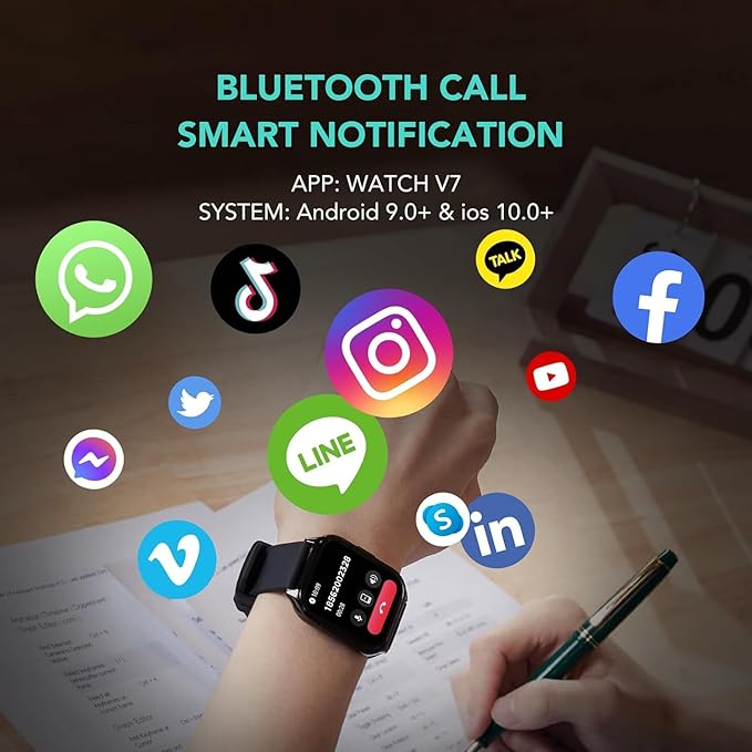 Smart Watch for Men Women(Answer/Make Call) 1.95" Smartwatch for Android iPhone, 123+ Sports Fitness Tracker with Game/Calculator/Weather IP68 Waterproof Heart Rate SpO2 Sleep Monitor, V71-1