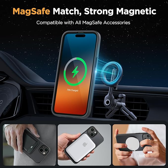 Miracase Magnetic for iPhone 15 Case (Compatible with MagSafe)（with 2X Screen Protectors） Military-Grade Protection, Anti-Fingerprint Translucent Matte Phone Cover for iPhone 15 6.1 inch, Black