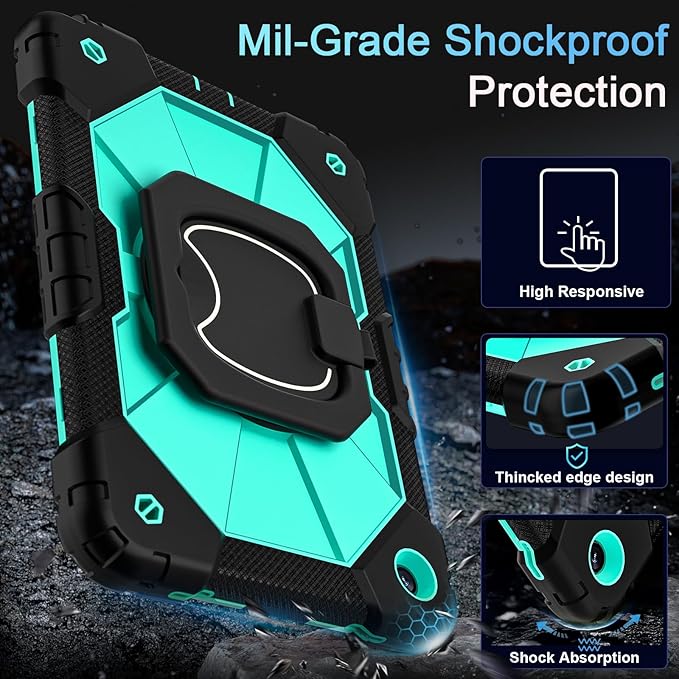 Case for Galaxy Tab A9 Plus Case 11 Inch with Screen Protector/Rotating Stand/Pen Holder,Military Grade Shockproof Case for Samsung Galaxy A9+ Tablet Cases