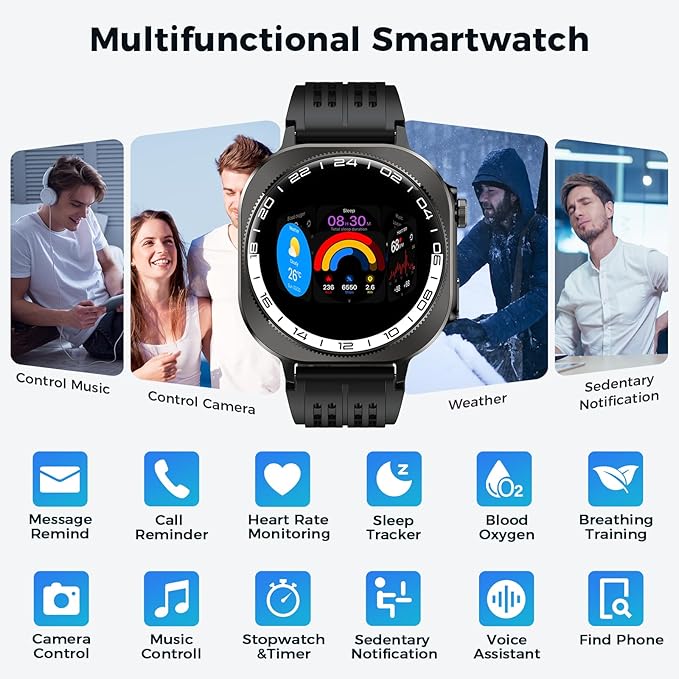 Military Smart Watch, 2025 AMOLED 3D 1.43" Smartwatch for Men Women (Answer/Make Call), 60 Days/Flashlight/130+ Sports, Heart Rate/Sleep Monitor, IP68 Waterproof Fitness Activity Tracker Android iOS