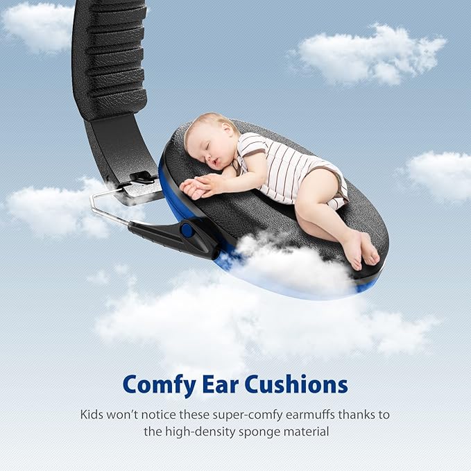 Dr.meter Ear Muffs for Noise Reduction: SNR27.4 Noise Cancelling Headphones for Kids with Adjustable Headband, Hearing Protection Earmuffs for Monster Truck, Fireworks and Kids Autism, Dark Blue