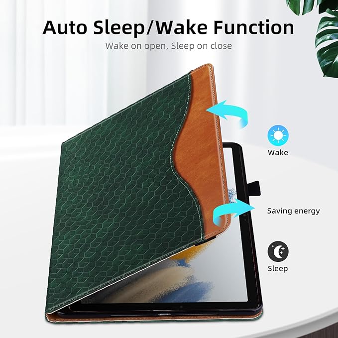 Case for Samsung Galaxy Tab A9 8.7 Inch Cover 2023 PU Leather Cover Multi-Angle Viewing Stand with Card Pocket for Galaxy Tab A9 Case,Retro Green