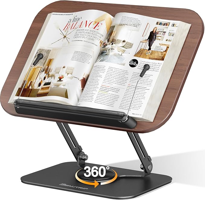 BEAUTRIP Book Stand for Reading, Foldable Book Holder for Desk Hands Free, Display Stand for Office, Kitchen, Cookbooks, Textbook, Recipe, Magazines, Tablets and Laptops