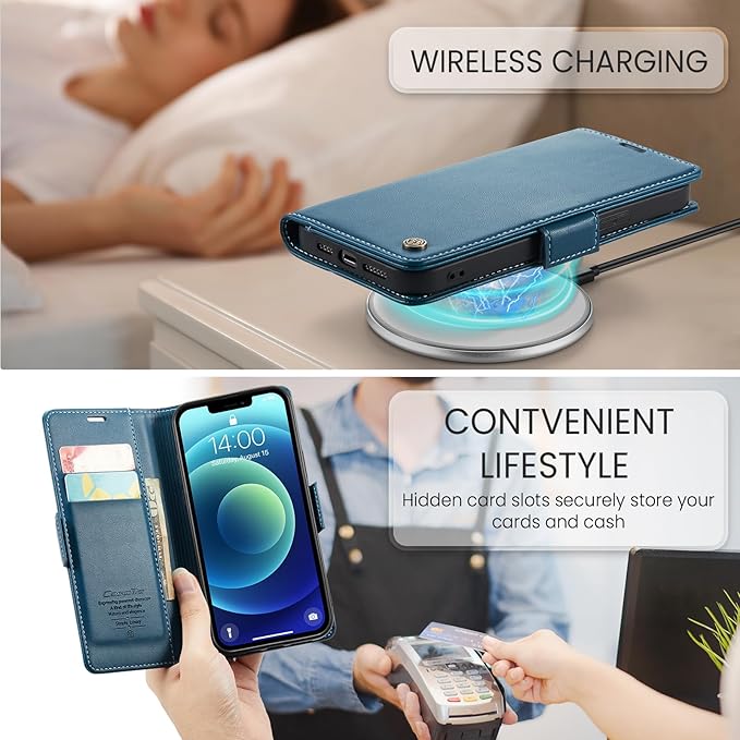 for iPhone 12 Mini Case, Premium PU Leather Wallet Case Flip Cover with [RFID Blocking][Card Holder][Stand Function] Shockproof Protective for iPhone 12 Mini 5.4 inch, Blue