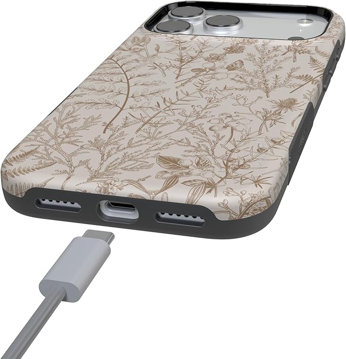 Casely iPhone 17 Pro Case | Beige Garden | Neutral Floral | Compatible with MagSafe | Bold Protective Design