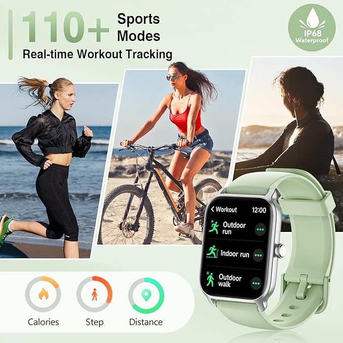 Smart Watches for Women Men, 2025 Smartwatch 1.8'' Alexa Fitness Tracker Smart Watch Compatible for Android iPhone with Bluetooth Call (Answer/Make), IP68 Waterproof Heart Rate/Sleep/SpO2 Monitor 110+