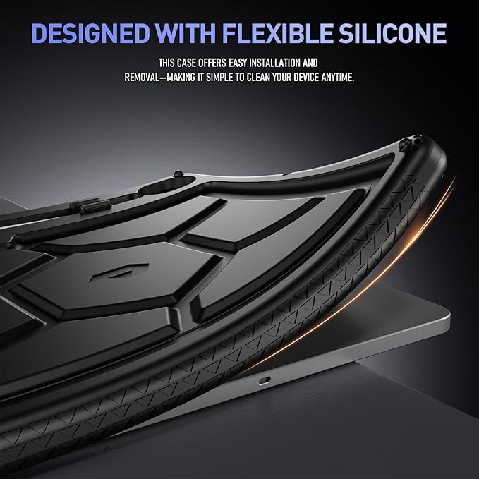 Poetic TurtleSkin Case for Samsung Galaxy Tab S10 Lite/Tab S10 FE/Tab S9 FE | Fan Edition 10.9 inch Case with S Pen Holder, Heavy Duty Shockproof Kids Friendly Protective Silicone Cover, Black