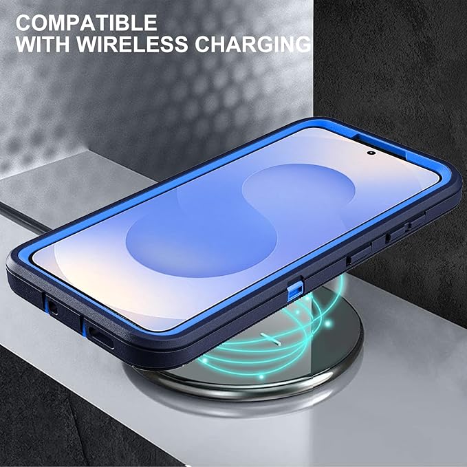 for Samsung Galaxy S25 Case, ONLY, [NOT FIT Galaxy S25 Edge/S25 Plus/S25 Ultra], Military Grade Case with 2Pcs Tempered Glass Screen Protector & 1Pcs Camera Lens Protector (Navy Blue)