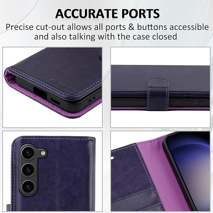 MONASAY Wallet Case Compatible for Galaxy S23+Plus 5G,[RFID Blocking] Flip Folio Leather Cell Phone Cover with Credit Card Holder，6.6 inch, Purple