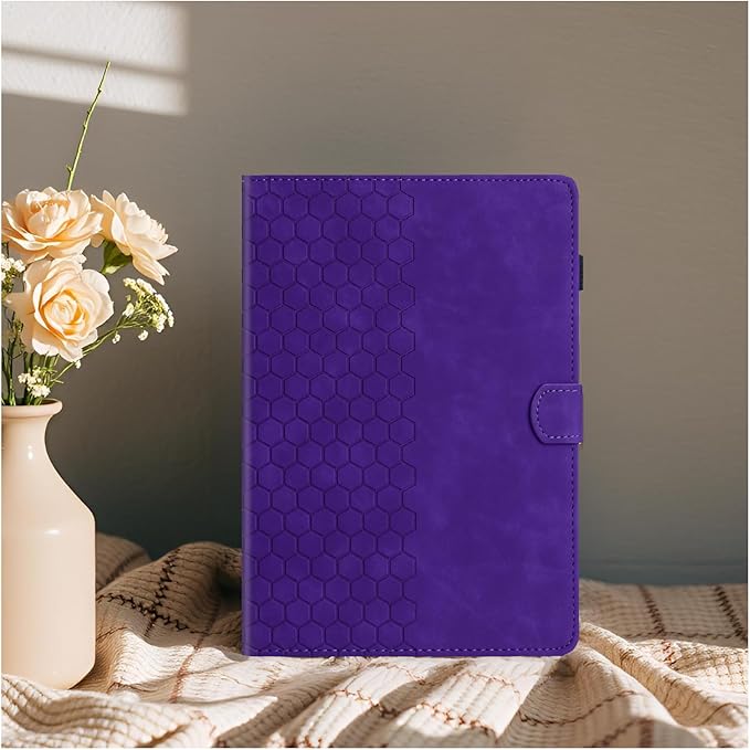DTangLsm Case for Samsung Galaxy Tab A9 Plus/A9+ 5G 11 Inch 2023 (SM-X210/ X216/ X218) Multi-Angle Viewing PU Leather Smart Folio Stand Cover for Galaxy Tab A 9+ Case with Pen Holder, Honeycomb Purple