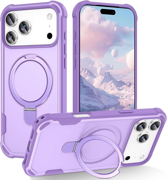 Compatible with iPhone 17 Pro Max Case with Invisible Magnetic Ring Stand [Compatible with Magnetic] [Military Drop Protection] Shockproof Slim Hard Back Soft Edge Case 6.9 Inch, Purple