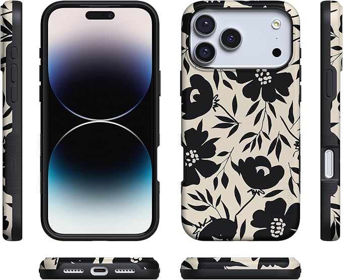 Casely iPhone 17 Pro Case | Dark Fantasy | Contrast Floral | Compatible with MagSafe | Bold Protective Design