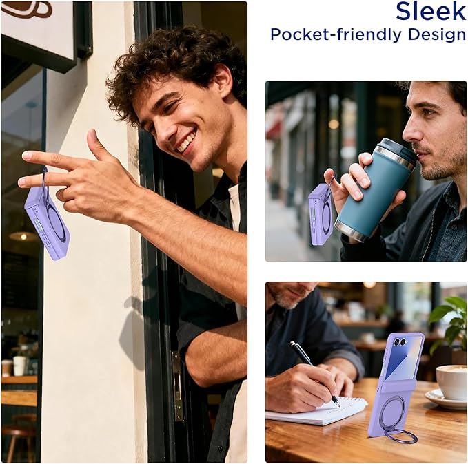 for Samsung Galaxy Z Flip 7 Case, Compatible with Magsafe, [Rugged Hinge Protection] [360° Kickstand], Mil-Grade Shockproof Slim Phone Case for Galaxy Z Flip 7 2025 (Light Purple)