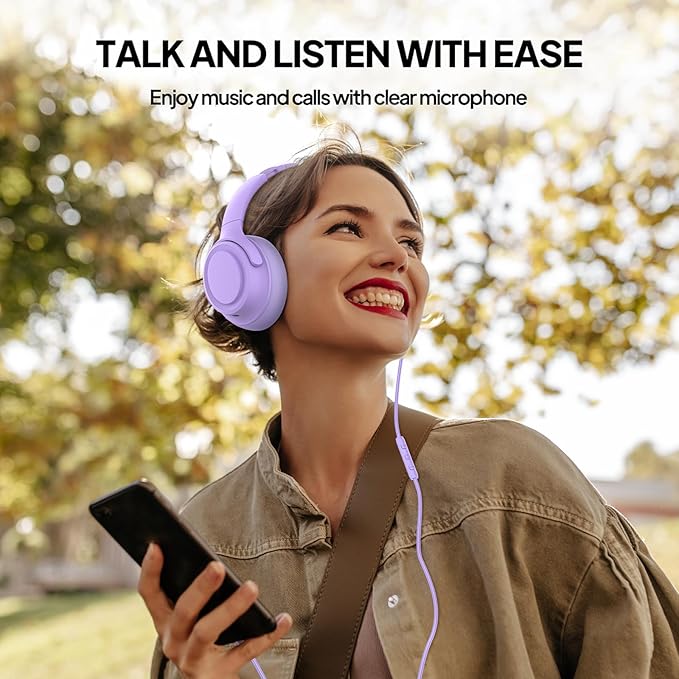 Wired Over-Ear Headphones with USB C Connector, Hi-Fi Stereo Sound, Noise-Isolating Ear Cups, Comfortable Fit for USB C Devices (No Bag, Purple)