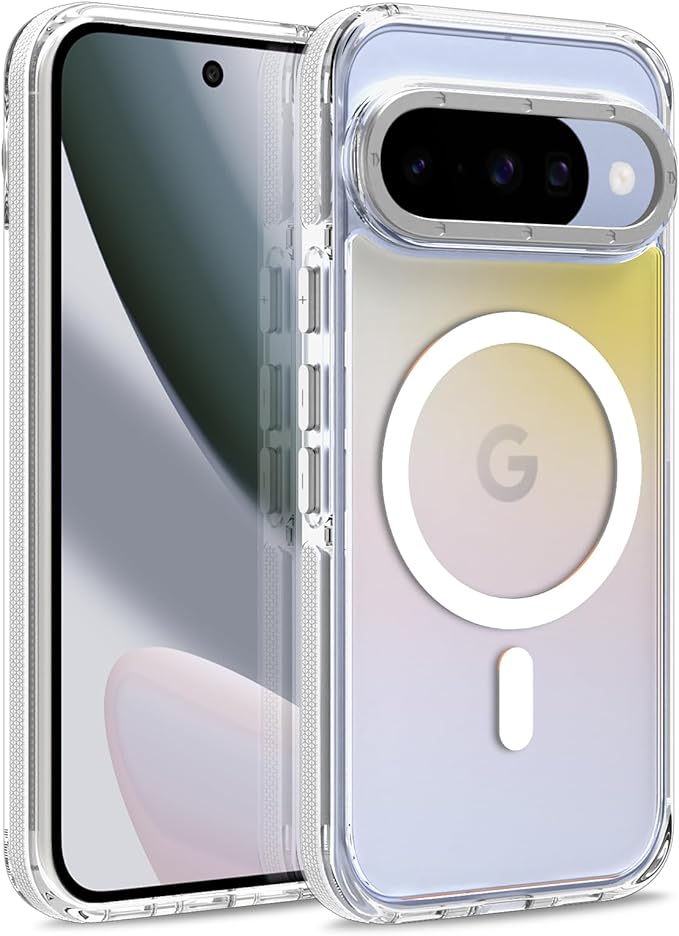 MOWIME Magnetic Case for Google Pixel 10/10 Pro [Compatible with Magsafe] [Cute Fashion Fluorescent Design] Shockproof Slim Translucent Matte Case for Pixel 10/10 Pro 6.3", White