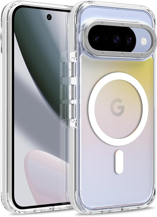 MOWIME Magnetic Case for Google Pixel 10/10 Pro [Compatible with Magsafe] [Cute Fashion Fluorescent Design] Shockproof Slim Translucent Matte Case for Pixel 10/10 Pro 6.3", White