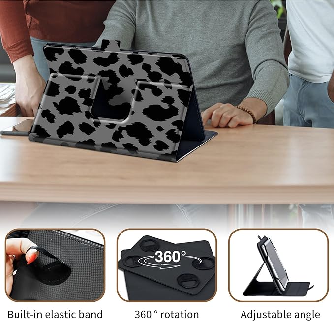 Case for Lenovo Tab P11 Pro Gen 2 11.2" 2022,Mxfdegf 360 Degree Rotating Stand and Magnetic Closure Case for 11.2 inch Lenovo Tab P11 Pro 2nd Generation,Black Leopard Print
