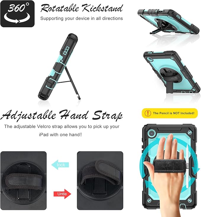 Case for Samsung Galaxy Tab A7 Lite 8.7-inch 2021 (SM-T220/T225), Protective with Screen Protector/Hand Strap/Pen Holder, Sturdy Shockproof for Samsung A7 Lite Tablet Case (SkyBlue)