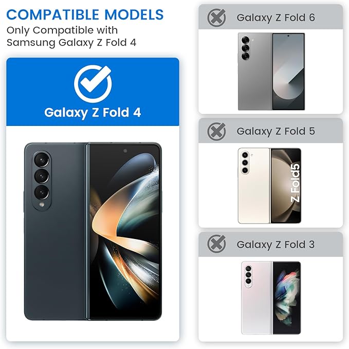 VEGO for Galaxy Z Fold 4 Case with Belt Clip Holster, 360°Ring Magnetic Kickstand & Camera Cover & Front Screen Protector, Hinge Protection Shockproof Armor Cover - Midnight Black