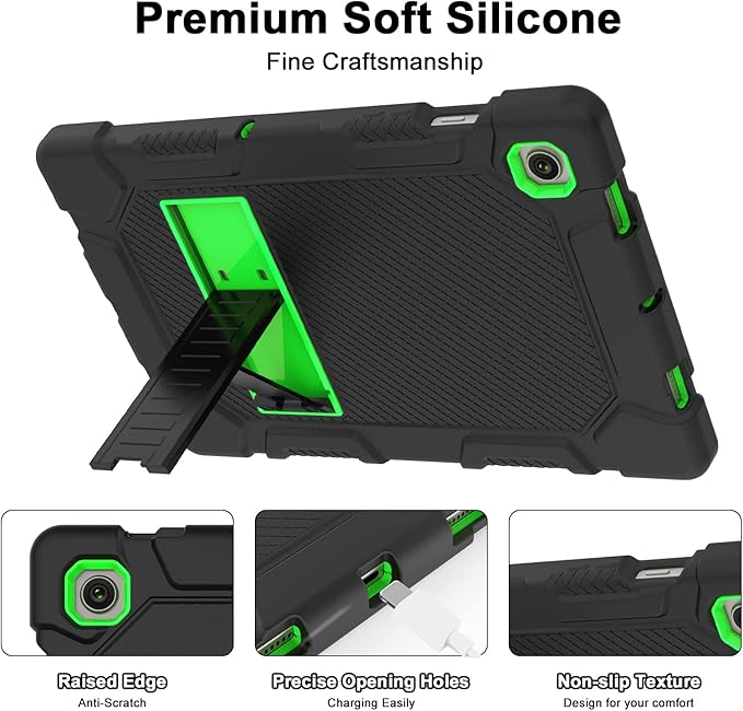 Rantice Galaxy Tab A8 10.5 Case with Kickstand, Hybrid Shockproof Rugged Cover for Samsung A8 Tablet Case 10.5 Inch (SM-X200/X205/X207), Black+Green