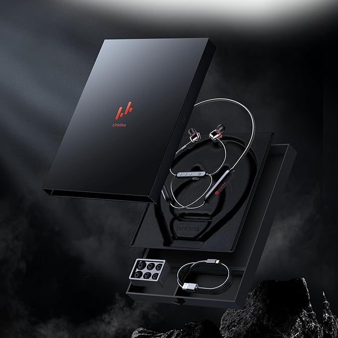 LINKLIKE Neckband Bluetooth Earbuds Wireless, Sports Earphones with 100H Playtime, HD Sound with 4 Drivers, Earbuds Around Neck Secure Fit IPX7 Waterproof for Running,Gym,Workout-Red