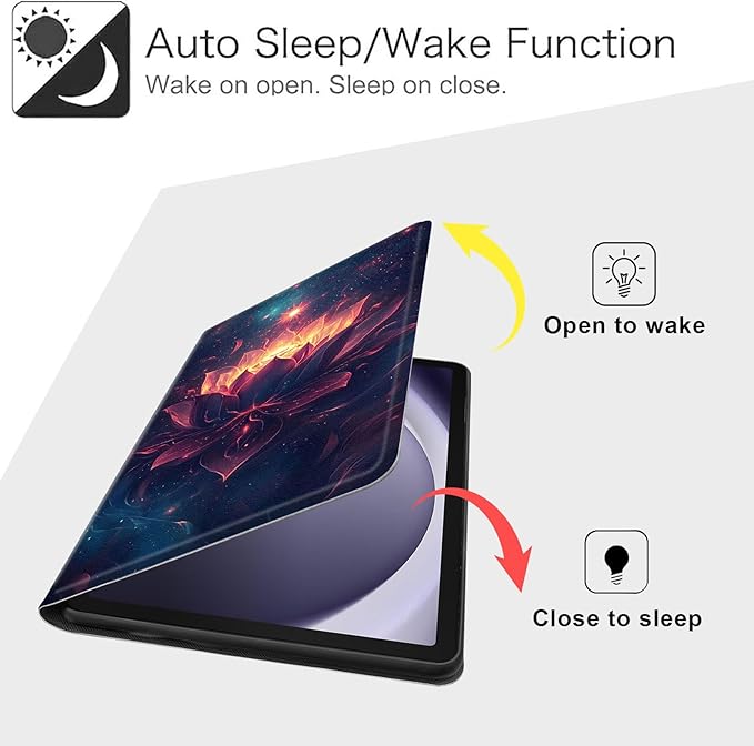Case for Samsung Galaxy Tab A9 8.7-Inch 2023, Slim PU Leather Stand Cover with Auto Wake/Sleep, Multi-Angle Viewing & Shockproof, Lotus