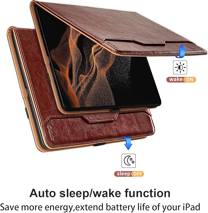 Case for Samsung Galaxy Tab S8 Ultra 14.6" 2022 (SM-X900/X906) - PU Leather Folio Case with S Pen Holder and Pocket, Auto Wake/Sleep Smart Tablet Cover, Brown