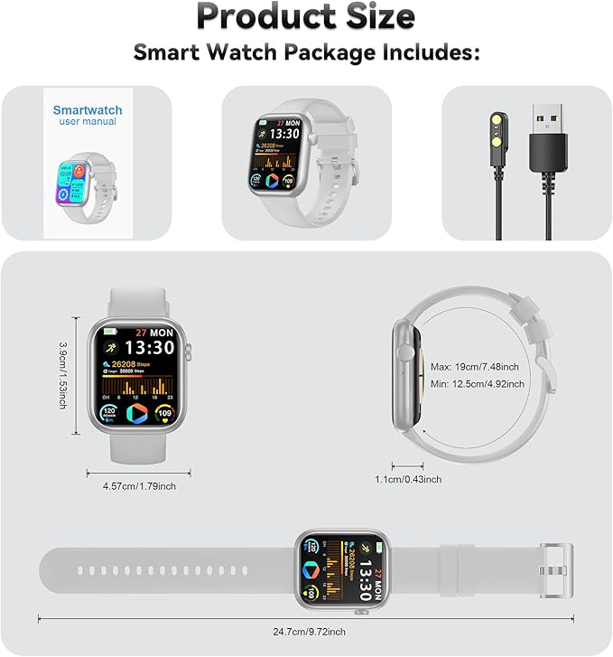 Smart Watch for Men Women, 1.83" Fitness Watch (Answer/Make Call), Smartwatch with Heart Rate/Blood Pressure, Sleep Tracker, Pedometer, 120+ Sport Modes,IP68 Waterproof Fitness Tracker for Android IOS