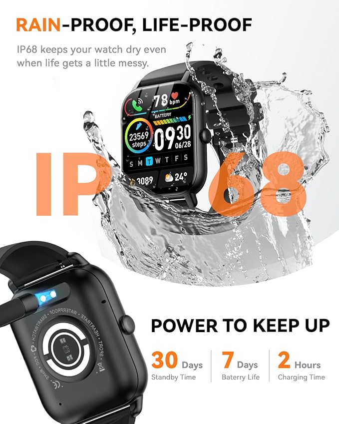 Smart Watches for Men Women(Answer/Make Call), 1.85 inch HD Fitness Tracker Watch with Activity Counter/Sleep Monitor/ 110+ Sports Modes, IP68 Waterproof Smart Watch for Android iPhone iOS Compatible