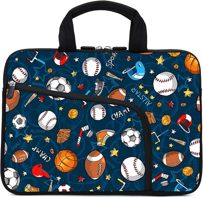 11.6-12.2 Inch Laptop Sleeve Case With Two Pockets - Chromebook, Ultrabook, Notebook, Tablet Neoprene Handle Case for Apple MacBook Air, Samsung, Acer, HP, DELL (Ball)