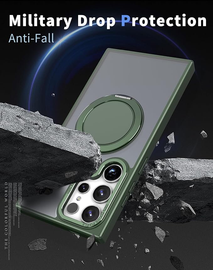 Magnetic Stand Case for Samsung Galaxy S24 Ultra 6.8" [with 2 Screen Protectors] [360° Rotation Magnetic Stand] [Compatible with Magsafe] Military-Grade Drop Protection Case, Green