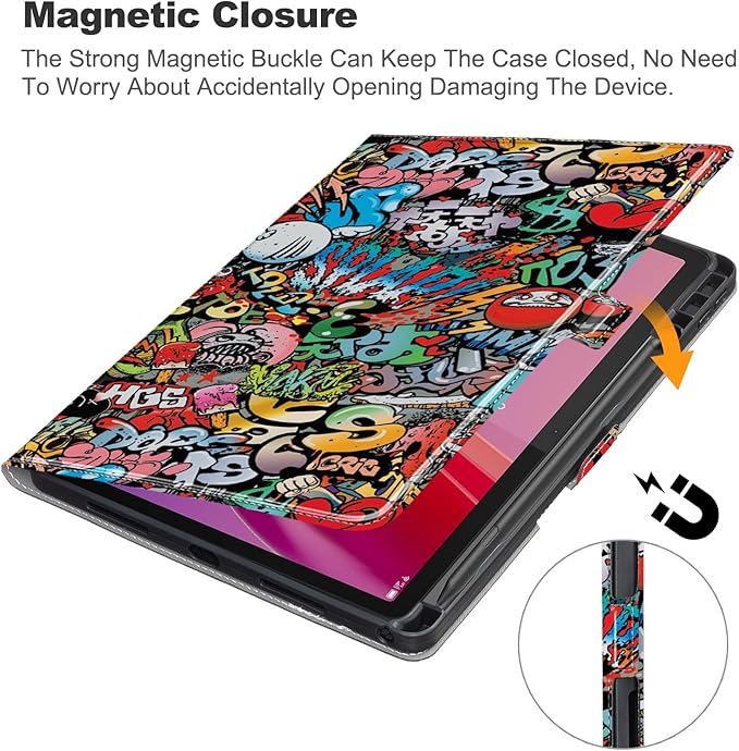 for Lenovo Tab M11 Case with Pen Holder,Ultra Slim Magnetic Cover for Lenovo Tab K11 LTE Tablet Case Kids,Graffiti
