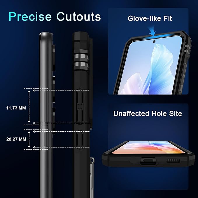 DEERLAMN Case for Samsung Galaxy S24+ Plus with Slide Camera Cover+Screen Protector (1 Pack), Rotated Ring Kickstand Military Grade Shockproof Protective Cover-Black