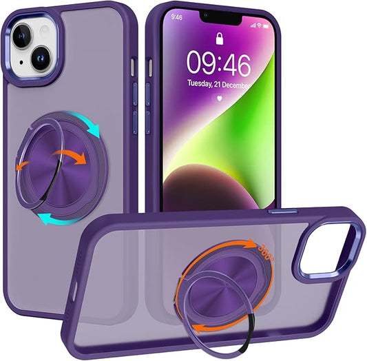 ZIYE Dark Purple Case for iPhone 14 Case with Stand [Compatible with MagSafe] Slim Heavy Duty Protection Military Grade Shockproof Magnetic Cover with 360 Rotatable Ring Kickstand for Women Men