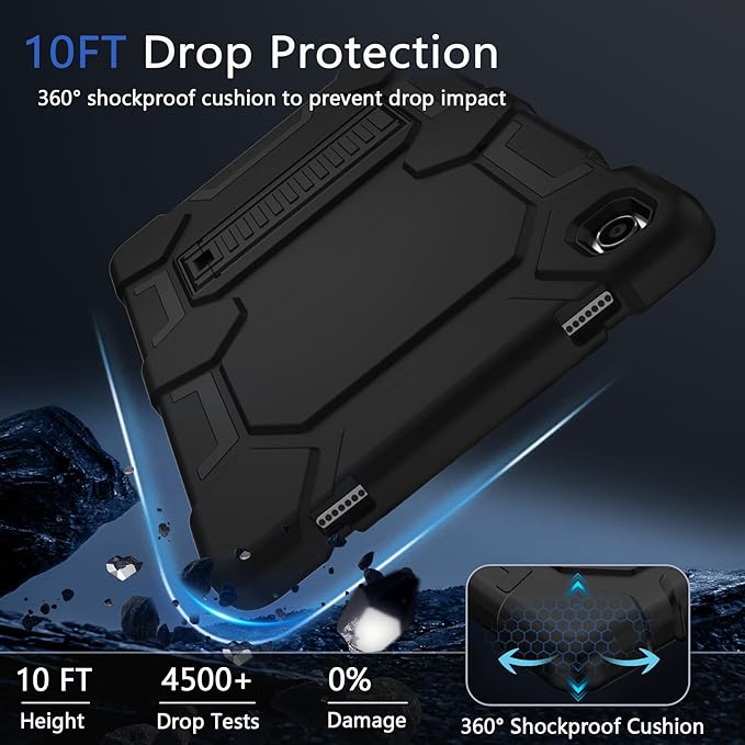 CCMAO Case for Samsung Galaxy Tab A9+/A9 Plus 11" 2024 Model (SM-X210/X216/X218), Complete Protection Heavy Duty Shockproof Rugged Protective Case for Kids Boys Girls, Black