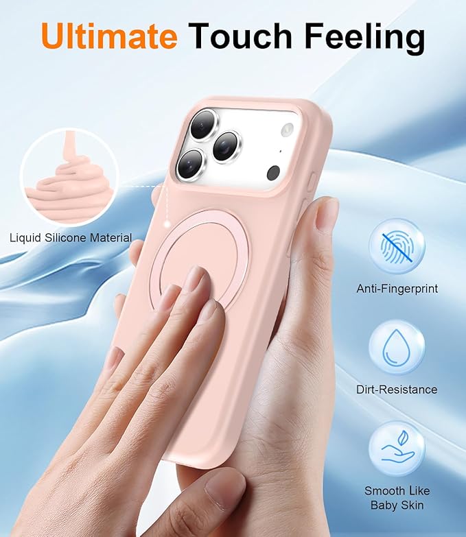 ZHK Liquid Silicone Designed for iPhone 17 Pro Case with Magnet Stand, [Precise Camera Lens Protection][Mil-Grade Drop Shockproof][Soft Anti-Scratch Microfiber Lining] Slim Fit Cover, Pink