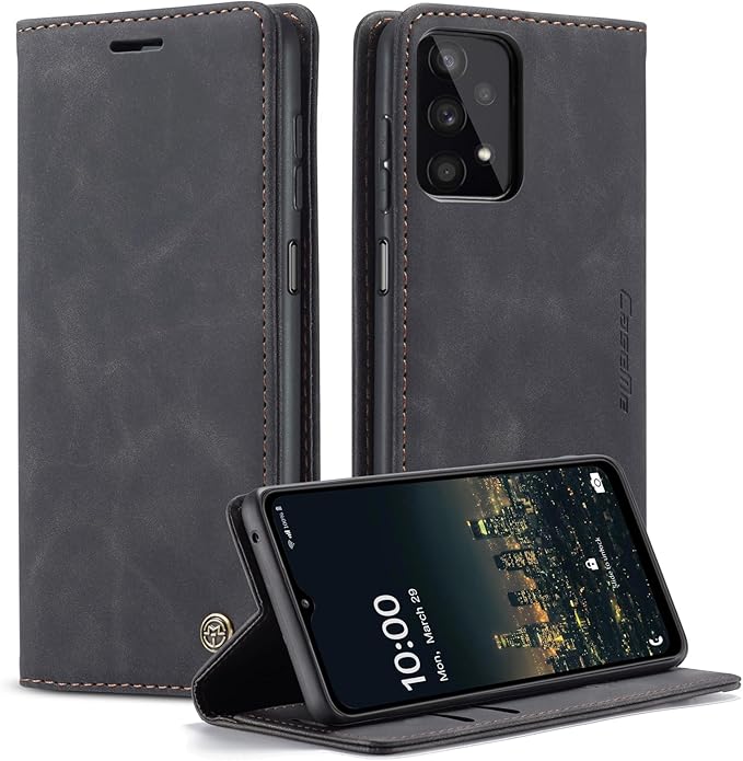 for Samsung Galaxy A32 5G Case, Flip Wallet Leather Case with Card Holder Magnetic Closure Shockproof Kickstand Protective Phone Cases Cover for Samsung A32 5G,Black