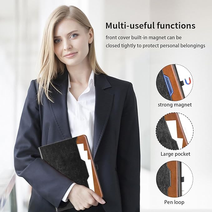 Case for Samsung Galaxy Tab A 8.4 2020 - SM-T307/SM-T307U Protective Case with Pocket, PU Leather Business Folio Tablet Cover with Hand Strap, Black