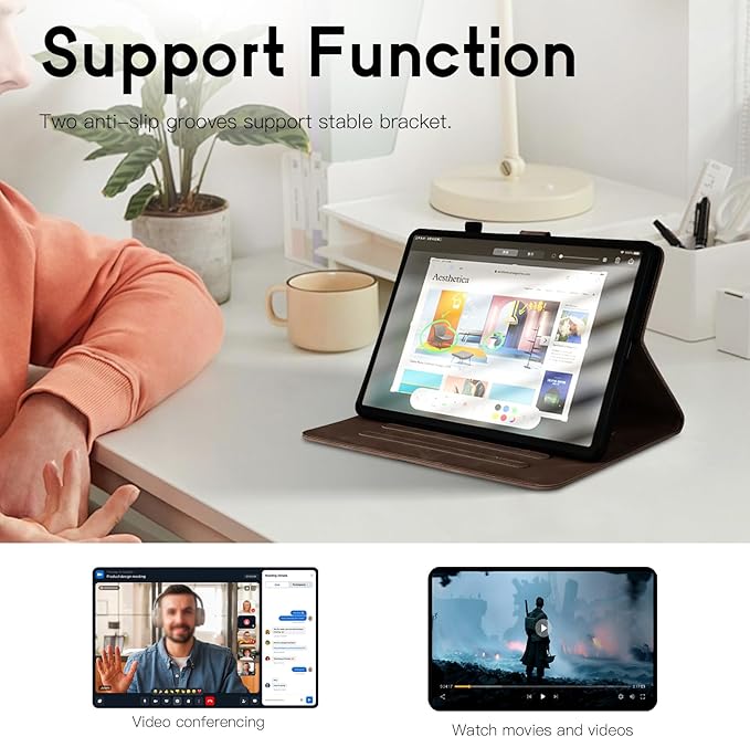 Case for Galaxy Tab A9+ Case 11 Inch, Retro Samsung Galaxy Tab A9 Plus Cover SM-X210/215 with Carved Flap, Magnetic Buckles Design, Stand Function Brown